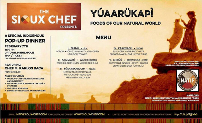 Menu for indigenous dinner