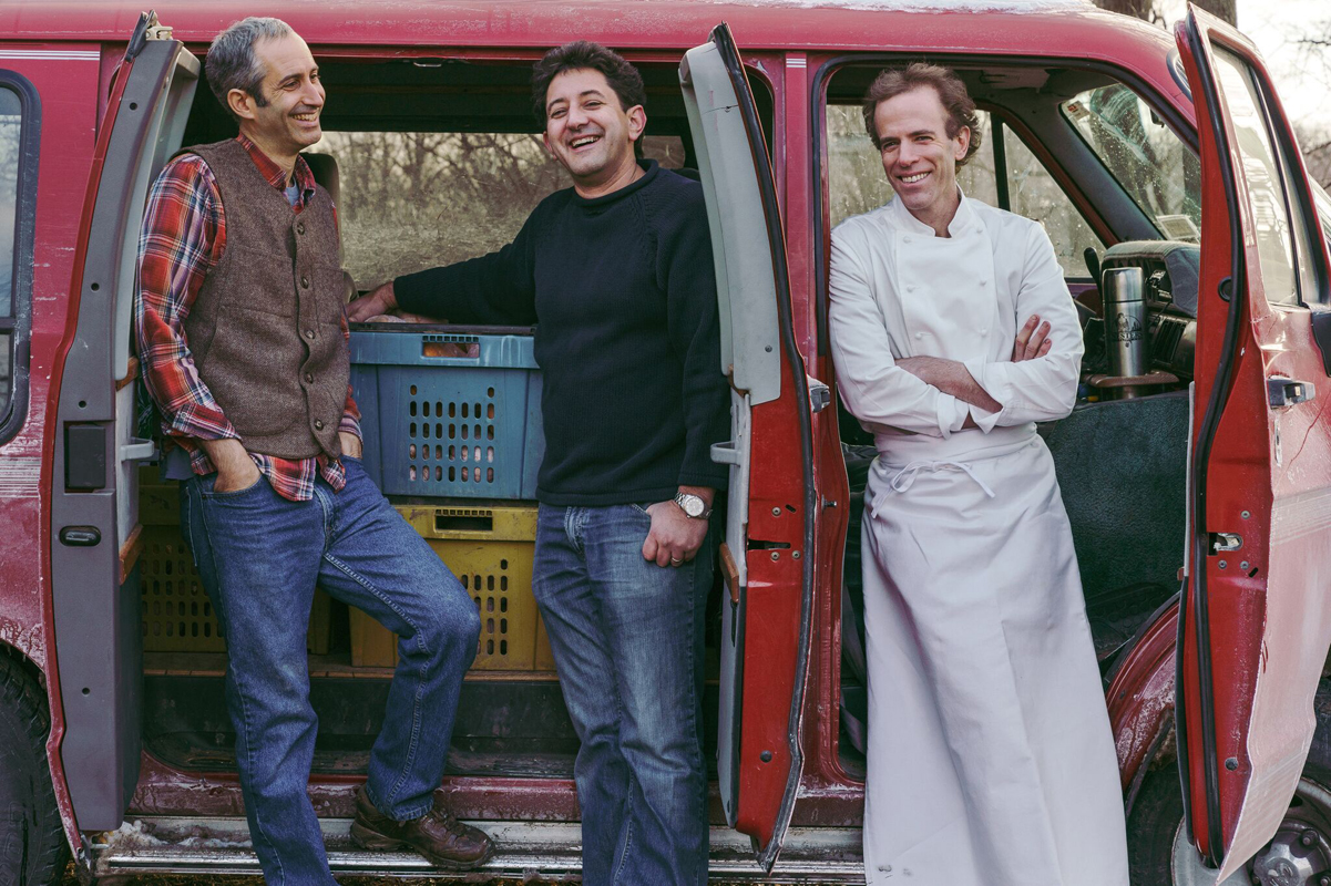 Row 7 founders Matthew Goldfarb (left), Michael Mazourek (center), and Dan Barber (right). (Photo credit: Johnny Autry)