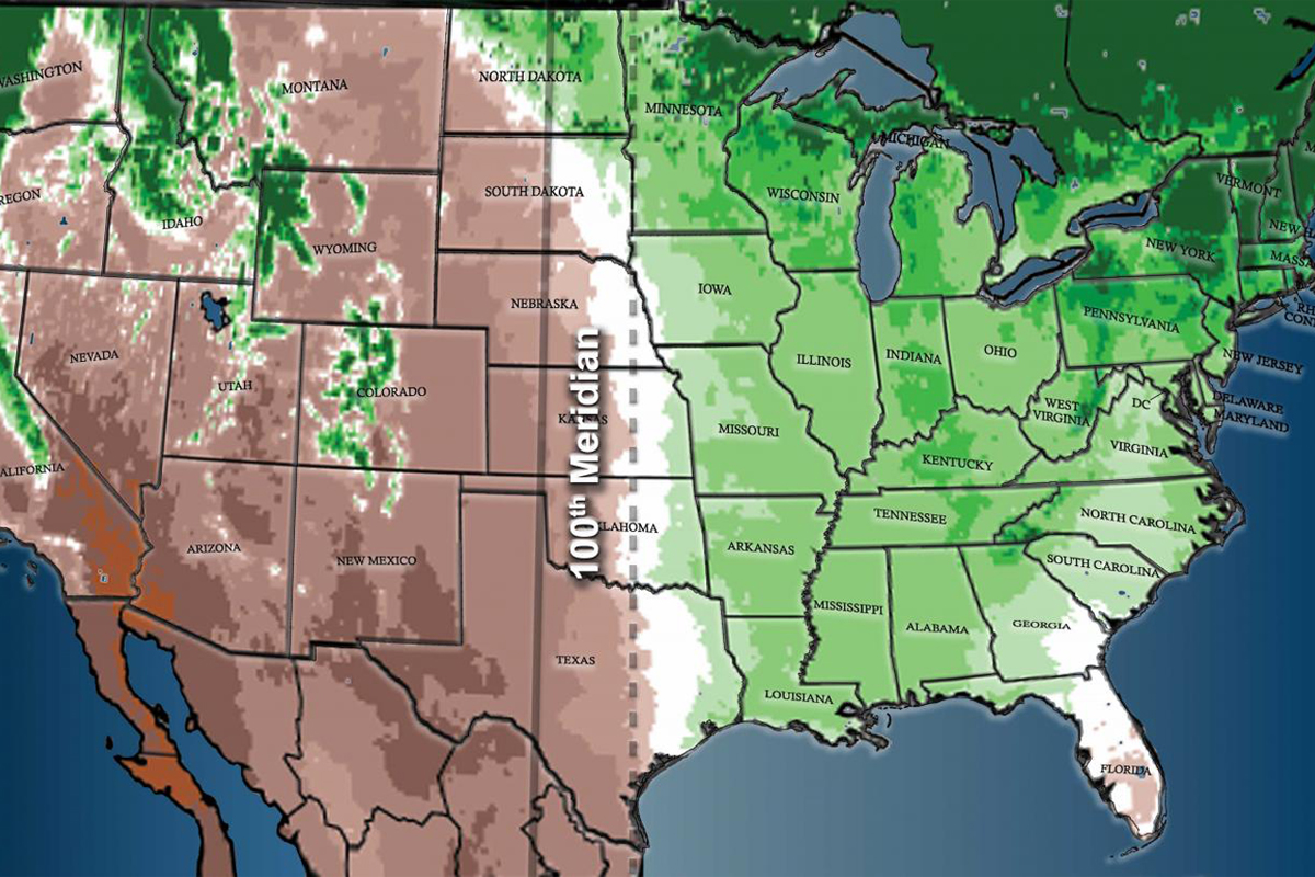 map of the 100th meridian shift