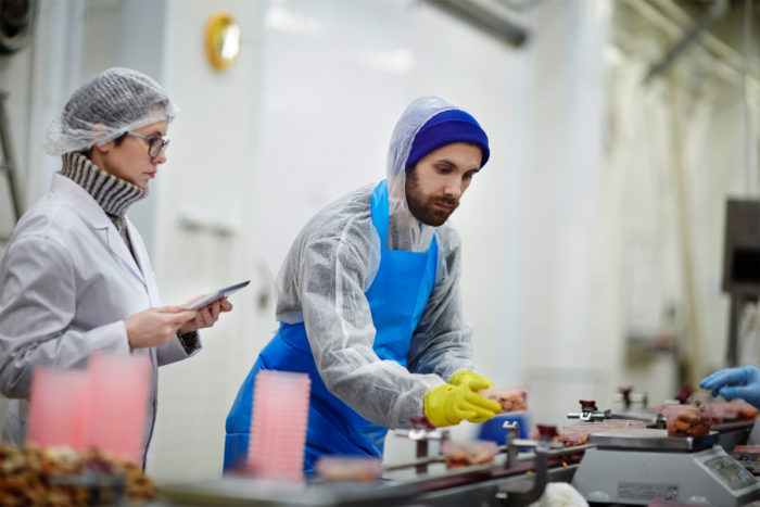 inspecting the food safety of food in a factory