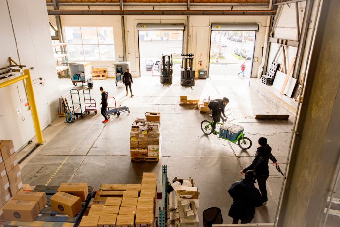 Redd tenant B-Line Sustainable Urban Delivery manages Redd West's last-mile-logistics center. (Photo by Shawn Linehan for Ecotrust)