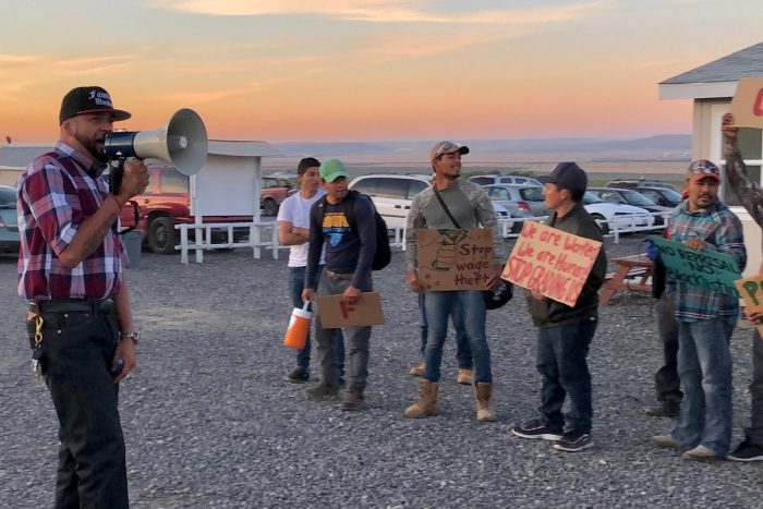 Guest workers striking at King Fuji Ranch. (Photo credit: Edgar Franks)