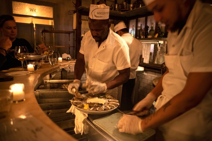 Maison Premiere oyster bar in Williamsburg, Brooklyn donates its leftover oyster shells to the Billion Oyster Project to support the reef.