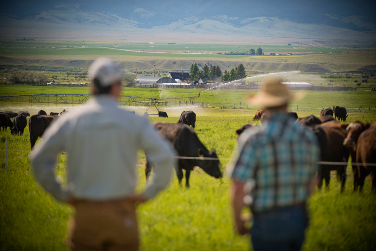 NRCS conservationist Dan Durham, left, with Stephen Becklund, manager of the J Bar L Ranch near Twin Bridges, Montana. (Photo CC-licensed by NRCS Montana)