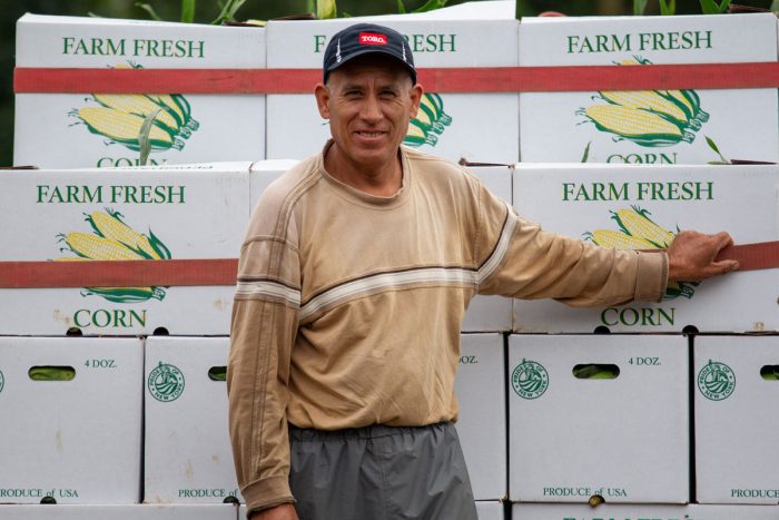 A western New York farmer sells foods destined for the state's schools. (Photo by Josh Baldo for AFT)