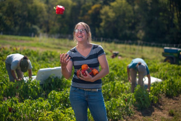 Kate Edwards on her Wild Woods Farm in Johnson County, Iowa. (USDA photo by Preston Keres)