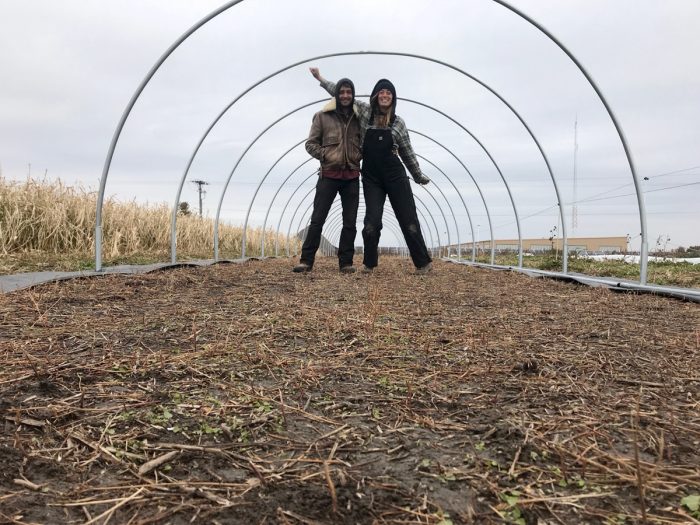 Bryant Mann and Carly McAndrews of Trowel & Error Farm in Iowa. Kate Edwards helped the pair purchase land as a Farmland Access Navigator.