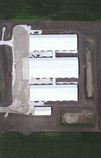 A Google Earth view of the Upland Sow Farm.