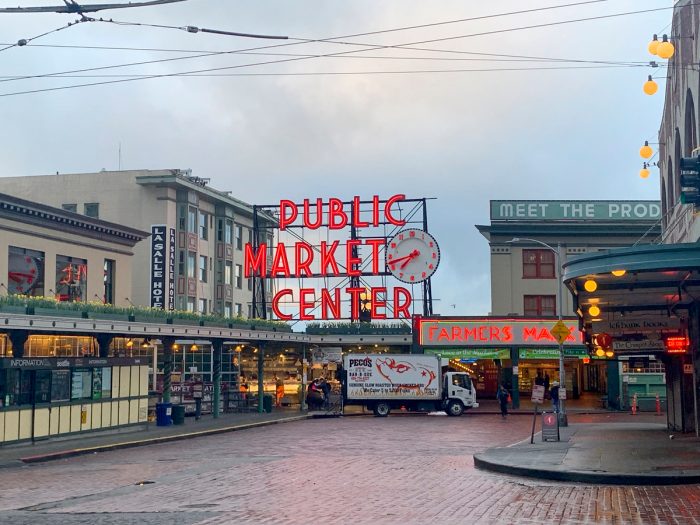 A nearly empty Pike Place Market in Seattle.