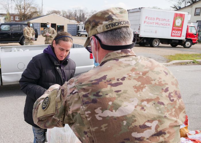 Maryland National Guard distributing food in Baltimore. (Photo CC-licensed by the Maryland National Guard)