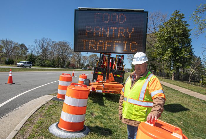 Managing traffic at the Chesterfield Food Bank in Virginia. (Photo CC-licensed by the Virginia Dept. of Transportation)