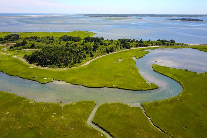 An overhead view of the Mashpee Wampanoag's traditional territory on Cape Cod. (Photo courtesy of the Mashpee Wampanoag)