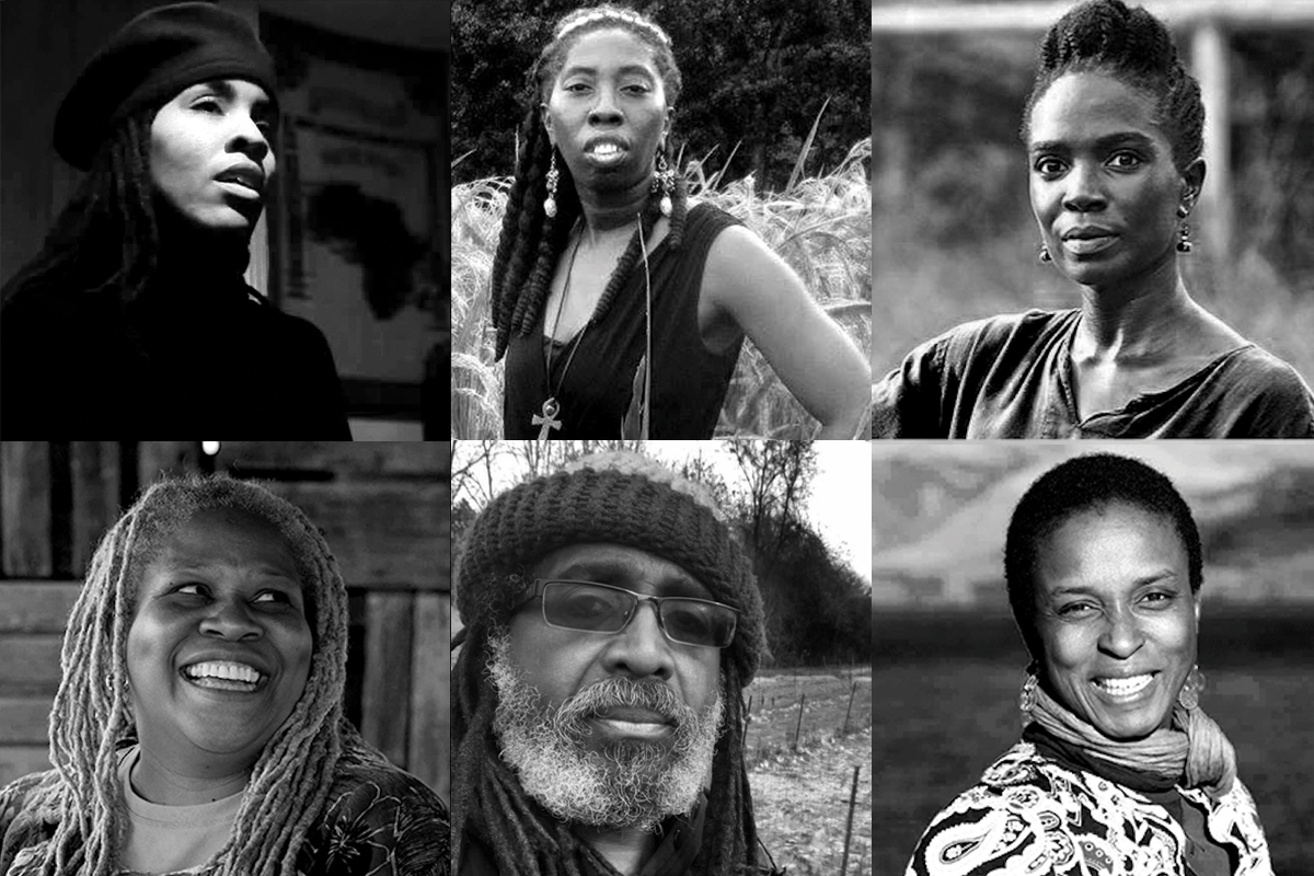 Collage of Black leaders speaking about liberation, land justice, and food sovereignty for Black communities. Photos courtesy of A Growing Culture.