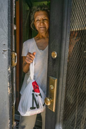 A meal recipient in Sunset Park.