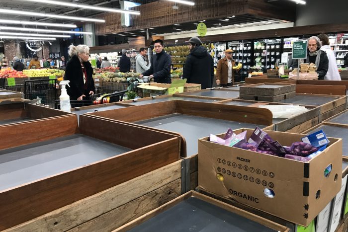 Empty shelves at Whole Foods in New York City.