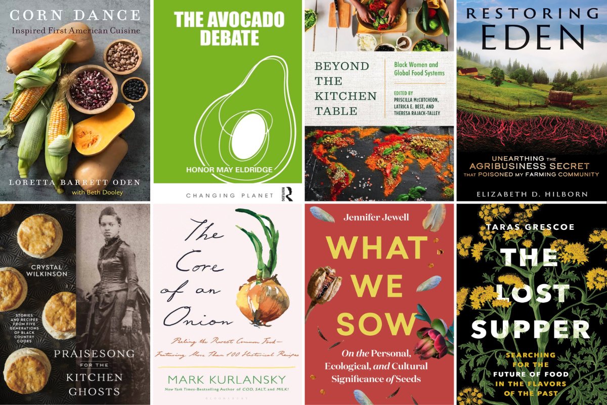 a collage of covers of 2023 food and farming books