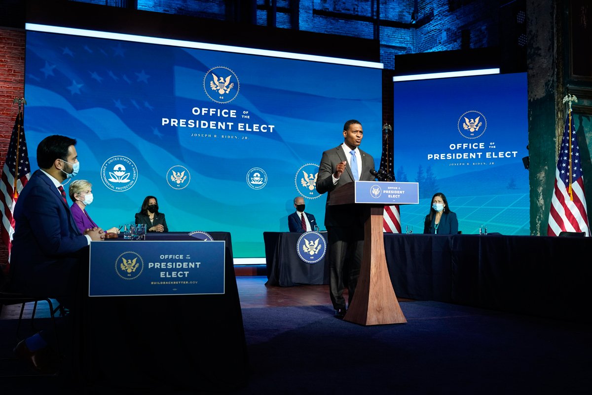 Michael Regan, speaks at the Queen theater on December 19, 2020 in Wilmington, DE. President-elect Joe Biden announced his climate and energy team that will advance an ambitious agenda to address the issues of climate change. (Photo by Joshua Roberts/Getty Images)