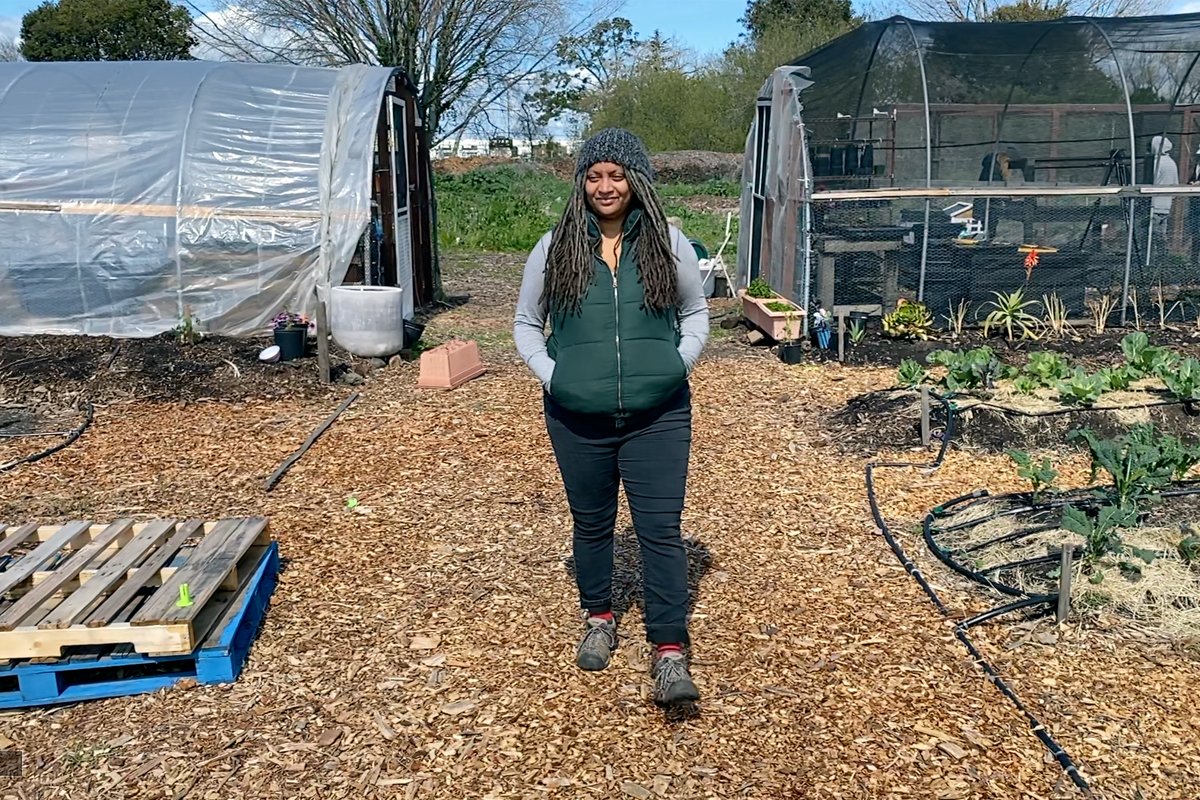 Doria Robinson in the fields at Urban Tilth's North Richmond Farm