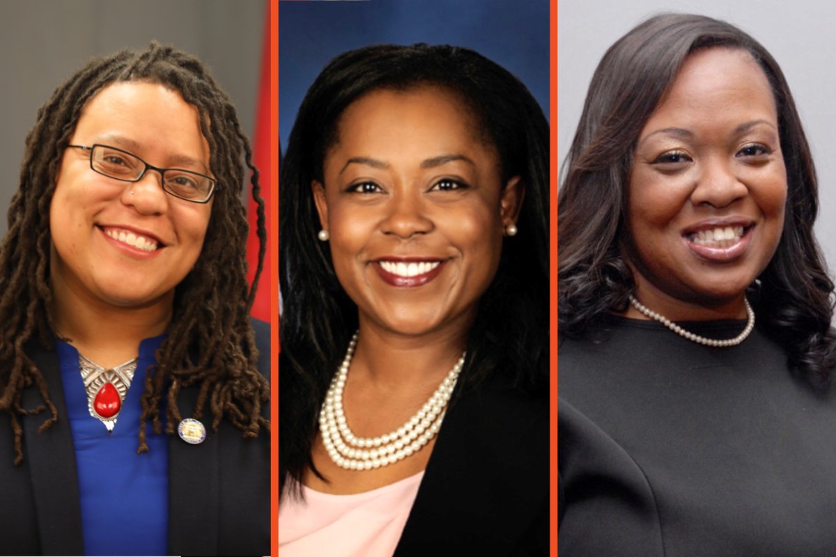 Black women farmer-politicians. From left: Kim Jackson of Georgia, Sonya Harper of Illinois, and Juanita Brent of Ohio.