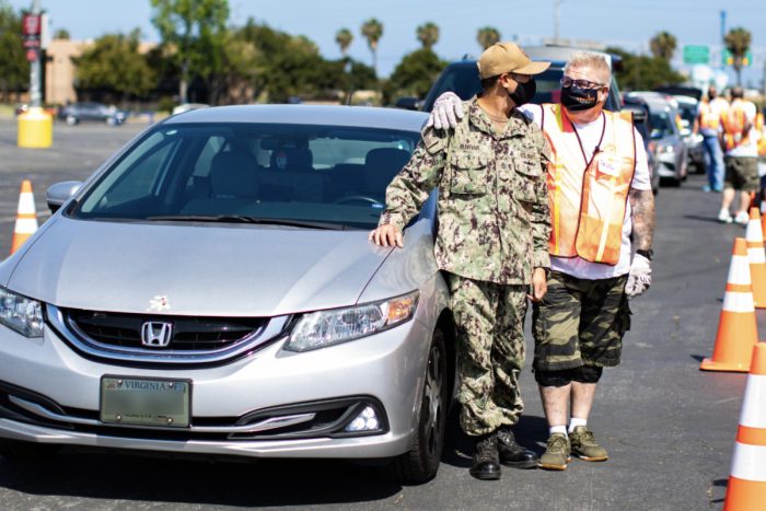 San Diego hosted a food distribution at Pechanga Arena last June. (Photo credit: Victoria Pearce, Feeding San Diego)