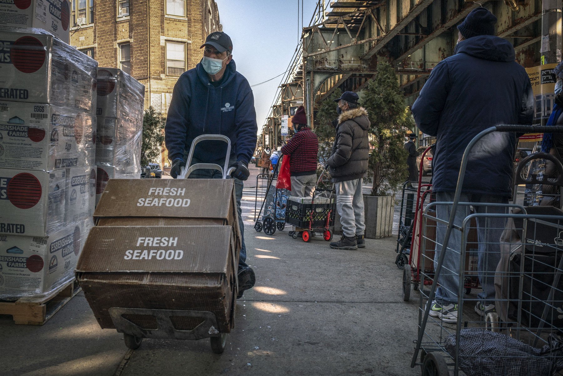 Sustainable caught fish from Long Island’s Haskell's Seafood, a family run fishery, being delivered to the kosher Masbia pantry in the Borough Park neighborhood of Brooklyn.