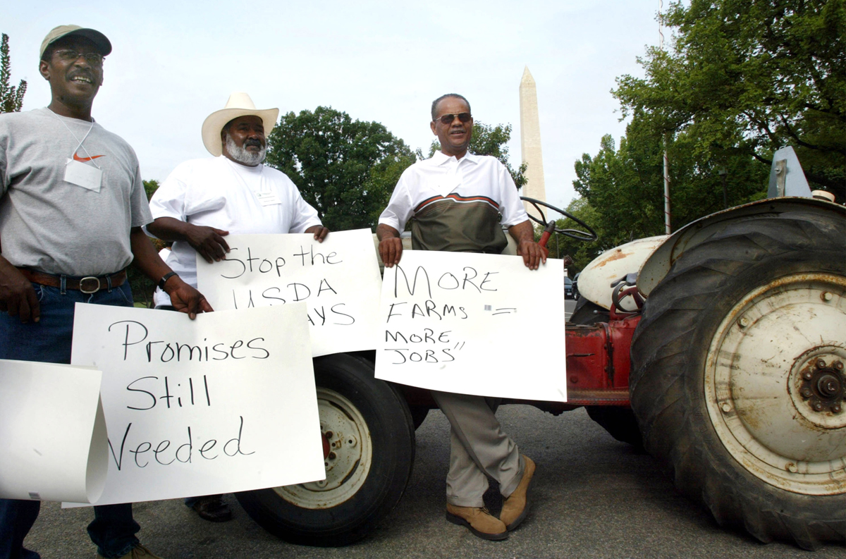 A National Black Farmers Association protest in front of the USDA office in 2002.