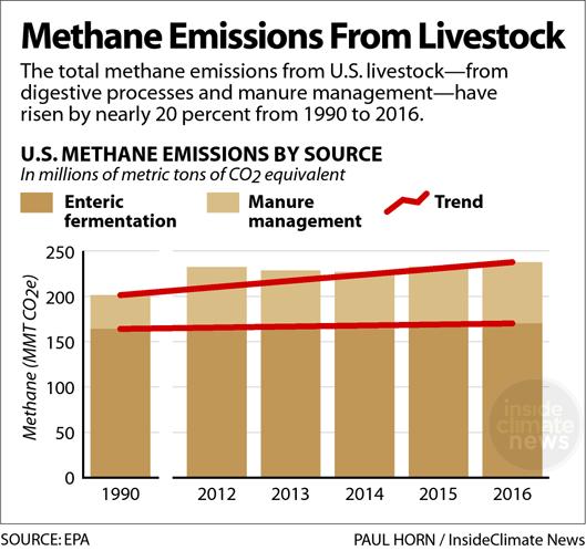 Chart showing methane emissions from livestock